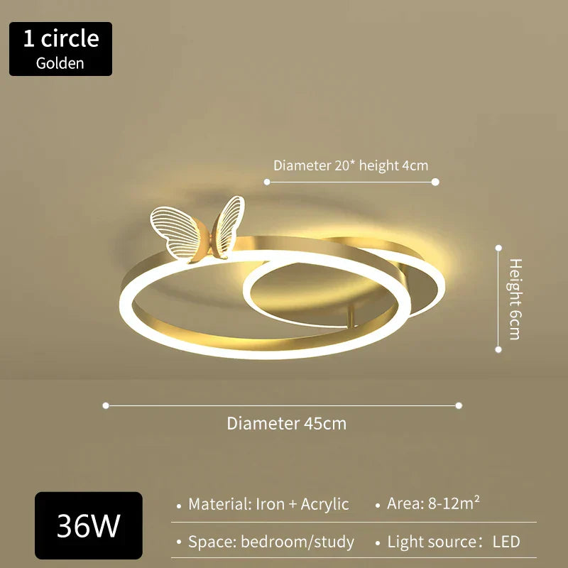 DecorBites™ Gold Butterfly LED Round Ceiling Chandelier for Living Room and Bedroom