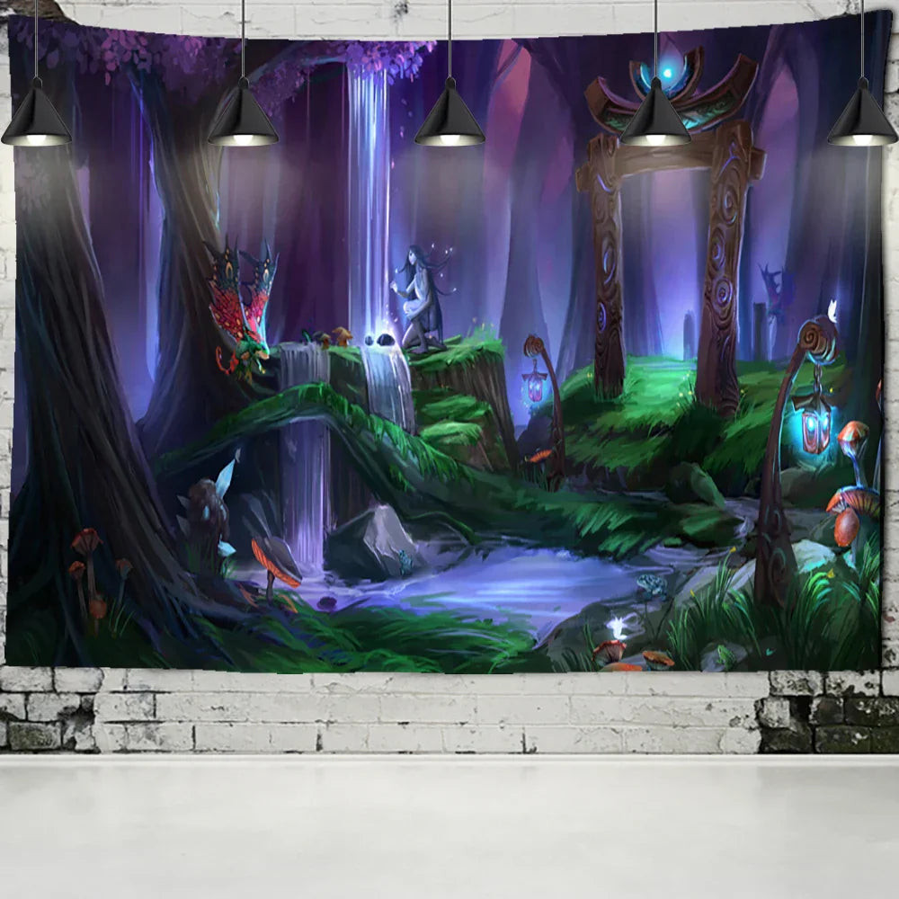 DecorBites™ Dinosaur Age Tapestry Wall Hanging Abstract Art Animal Psychedelic Mystery Tapiz