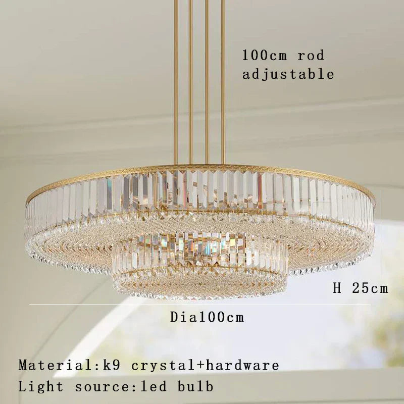 DecorBites™ Gold Crystal LED Multi-layer Pendant Lights for Living Room Bedroom Decoration