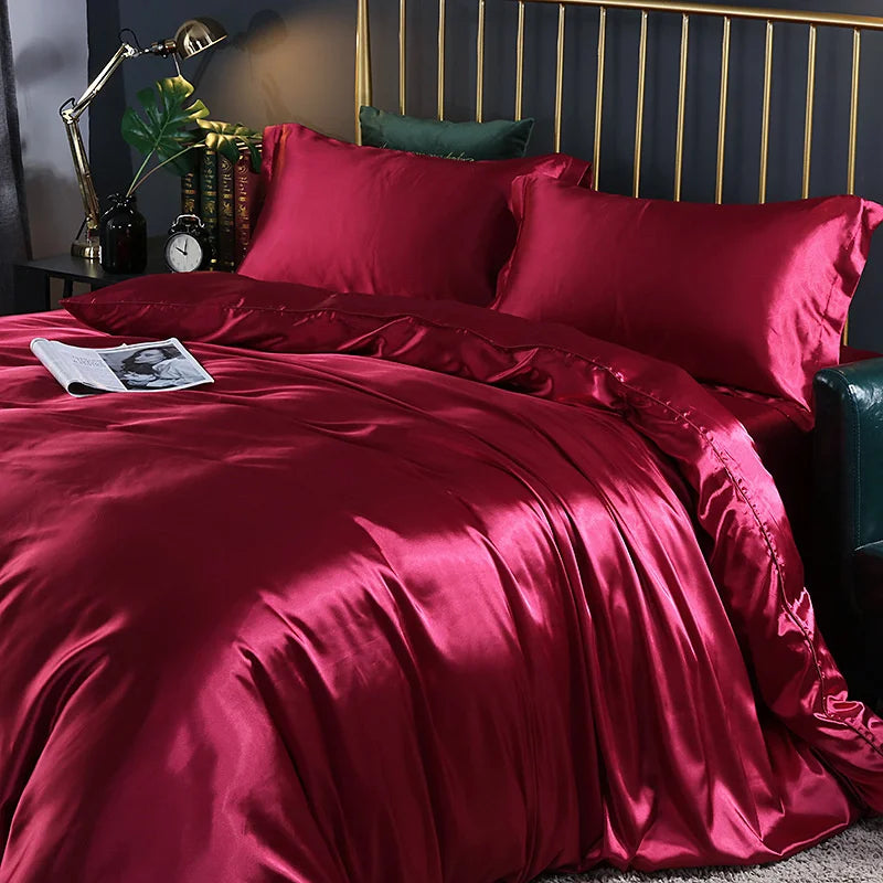 DecorBites™ King Size Silk-Blend Duvet Cover Set with Pillowcases