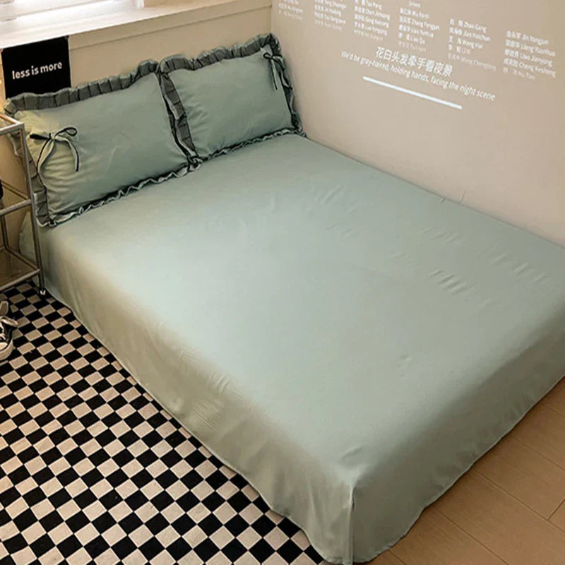 DecorBites™ Cotton Embroidery Bedding Set with Lace for All Seasons