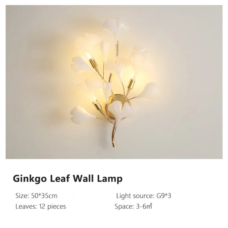 DecorBites™ Gold Branches Chandelier with Porcelain Leaves Pendant Light - Luxury Living room Decor