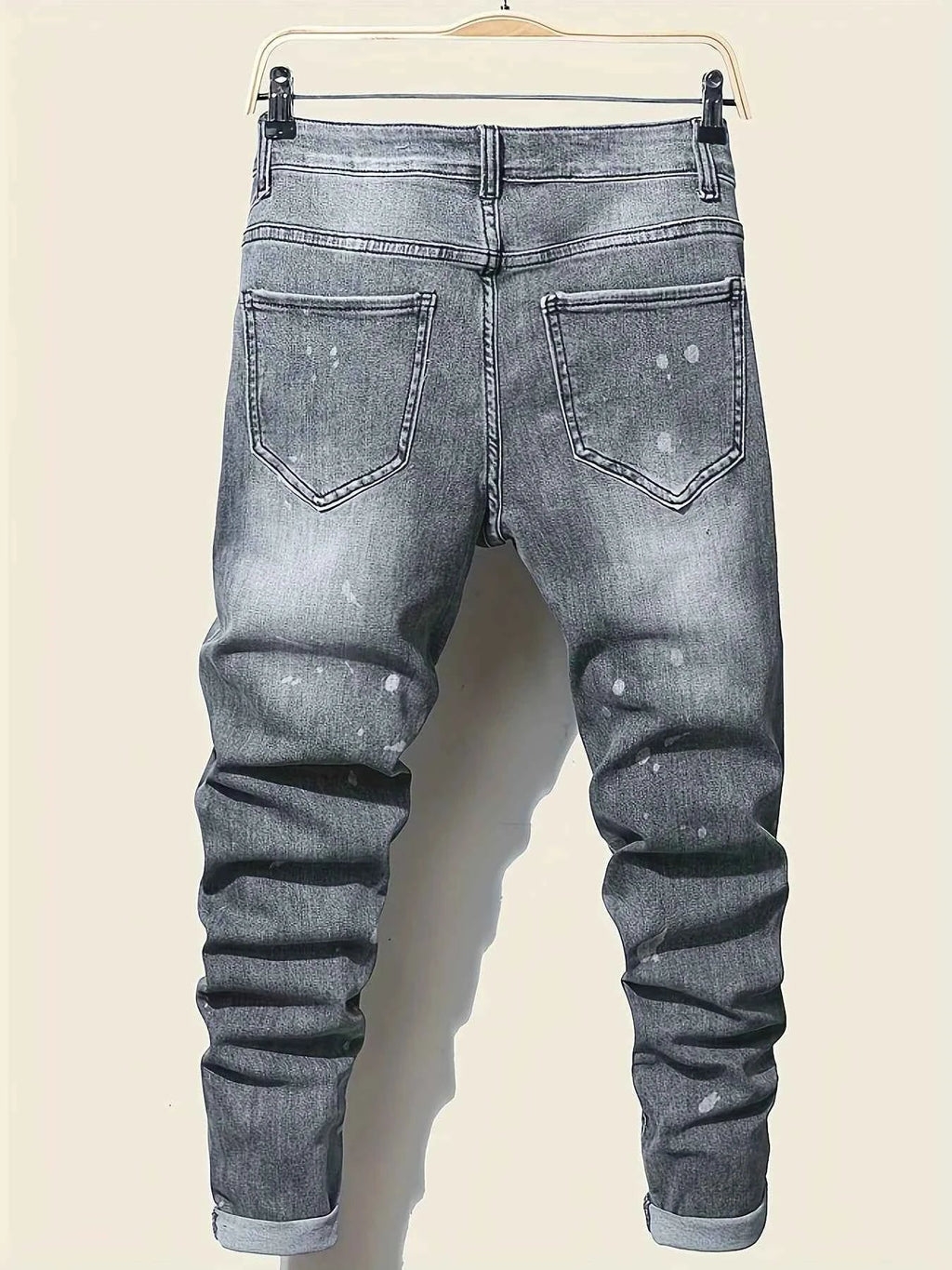 Men's slim fit ripped long denim pants