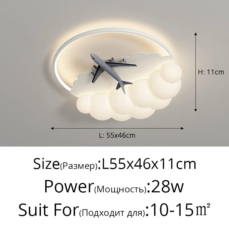 DecorBites™ Kids Cloud Airplane Chandelier Ceiling Light for Children's Bedroom