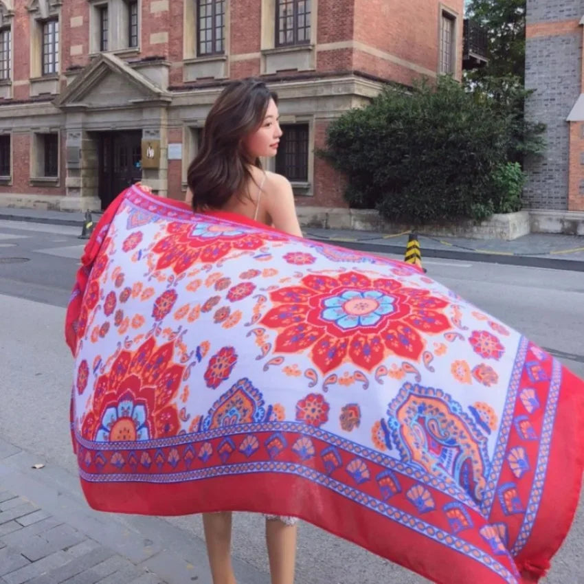 Large Boho Cotton Beach Sarong