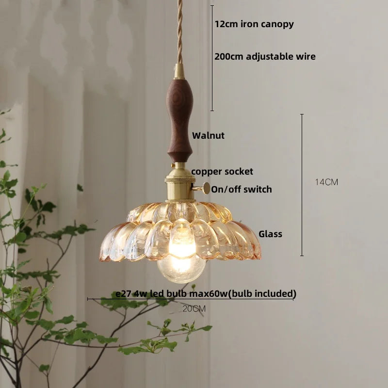 DecorBites™ Glass Flower LED Pendant Light, Adjustable Knob Switch, Modern Design