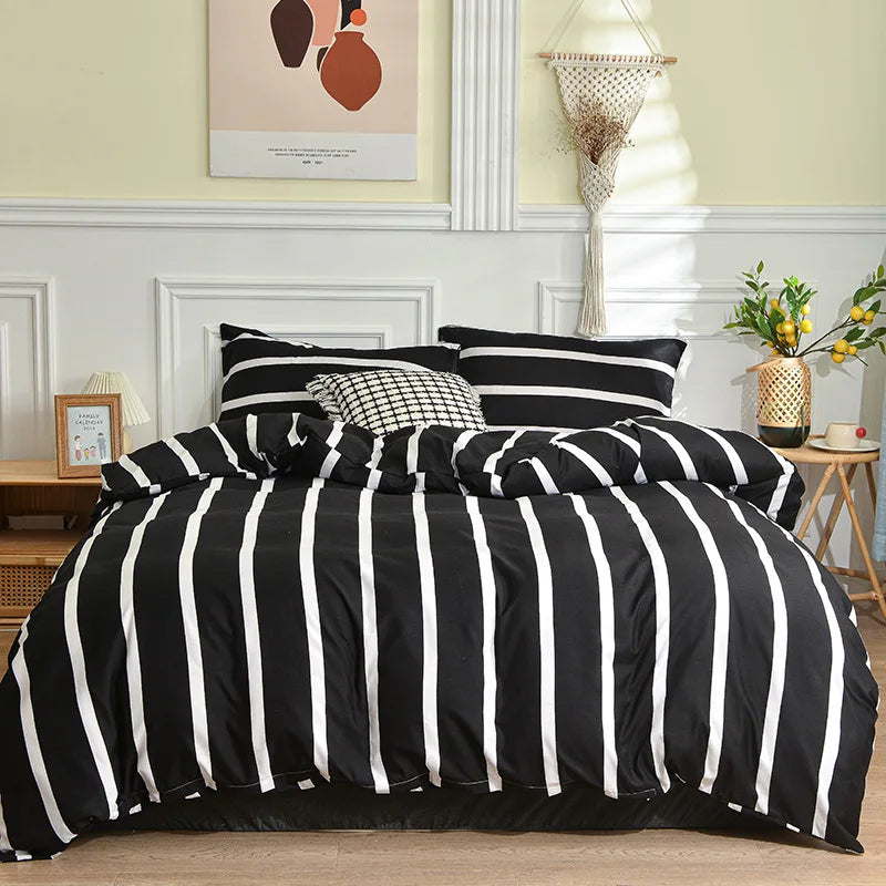 DecorBites™ Geometric Stripes Printed Bedding Set: Duvet Cover, Bed Sheets, Pillowcases