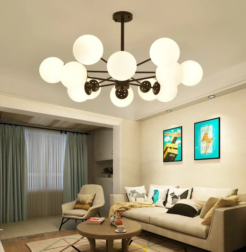 DecorBites™ Adjustable Ball Glass Lustre Chandelier for Living, Dining, Bedroom Lighting