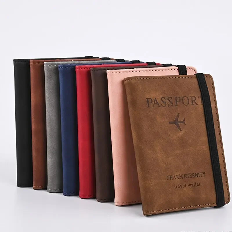 Men's PU Leather Passport Wallet, Travel Card & Business Card Holder