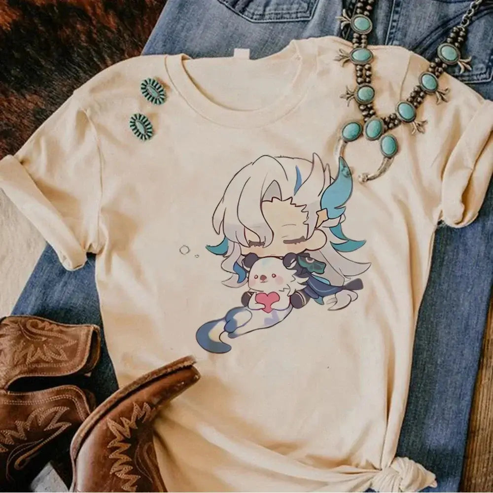 Genshin Impact Furina T-Shirt Comic Y2k Anime Tee