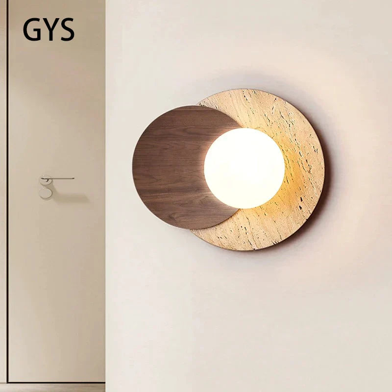 DecorBites™ Cream Style LED Wall Lamp for Bedroom, Soft Light Wood Stone Design