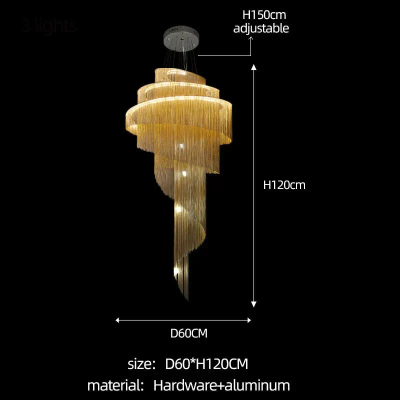 DecorBites™ Gold/Silver Aluminum Chain Chandelier - Luxurious Living Room Hall Hotel Decoration