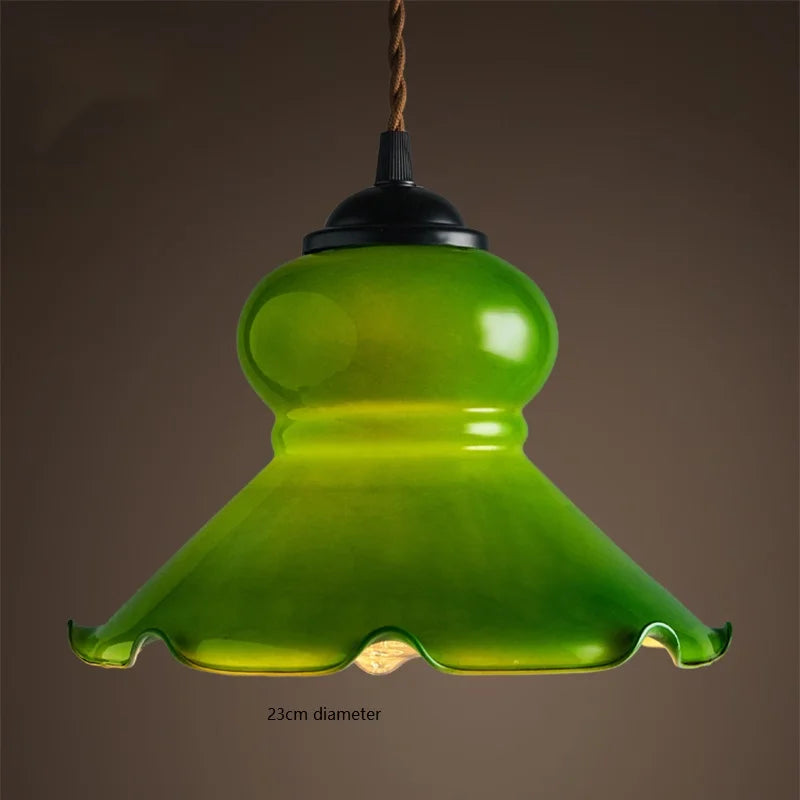 DecorBites™ Green Glass LED Pendant Light for Home, Restaurant, Bar, and Loft Style Decor.