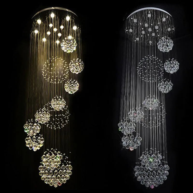 DecorBites™ Crystal Staircase Chandelier Pendant Light - Modern Luxury Large Villa Ceiling Lights