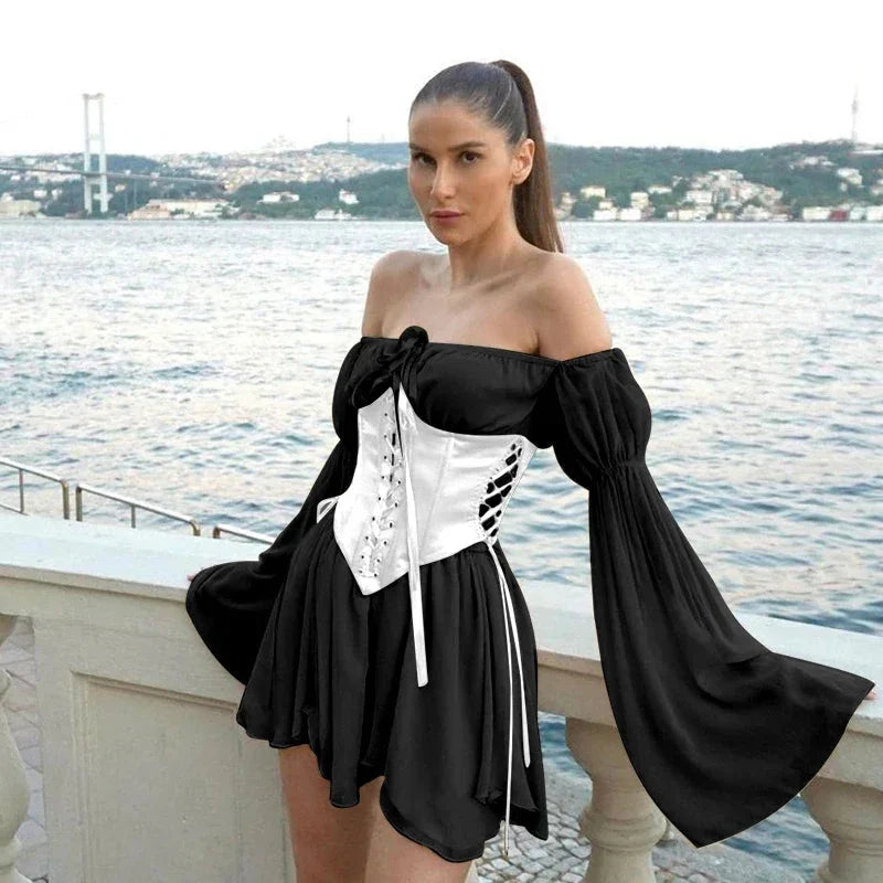 Fairy Pink Chiffon Corset Mini Dress