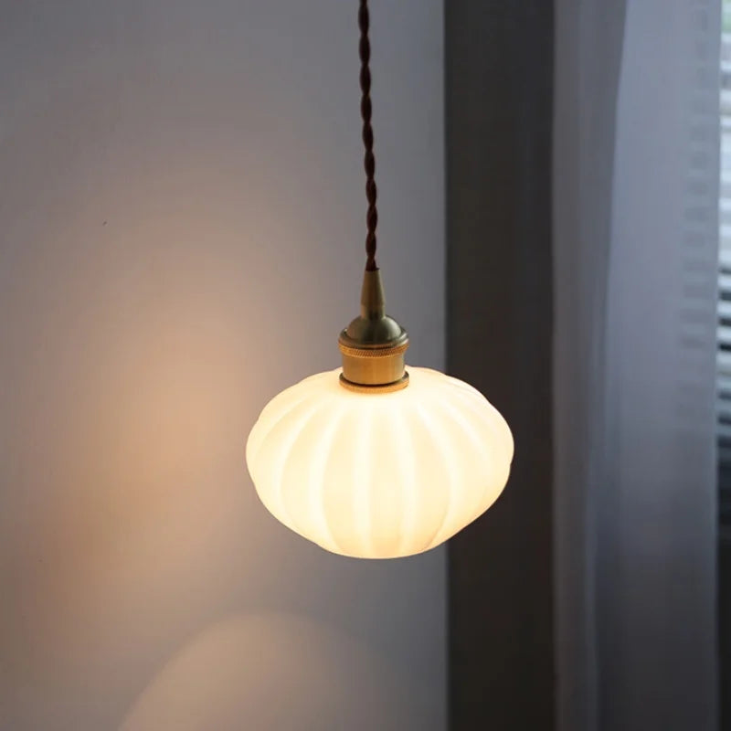DecorBites™ Copper White Glass LED Pendant Lamp for Modern Living Room Decor