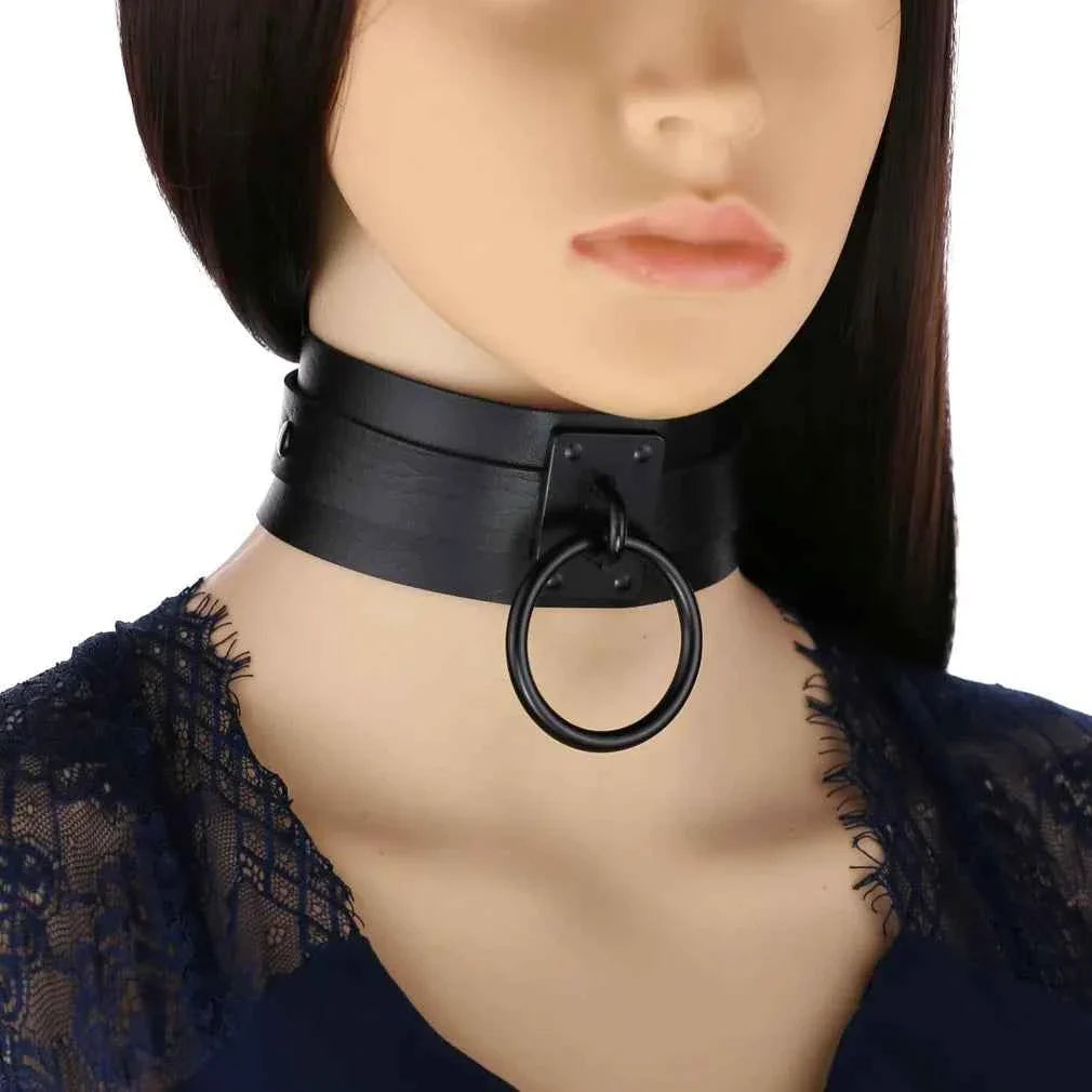 Metal Leather Choker Collar Goth Fashion Accessories