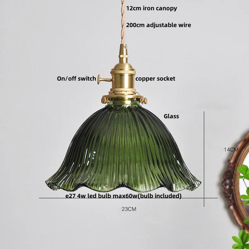 DecorBites™ Green Glass Adjustable LED Pendant Lights for Modern Nordic Home Decor