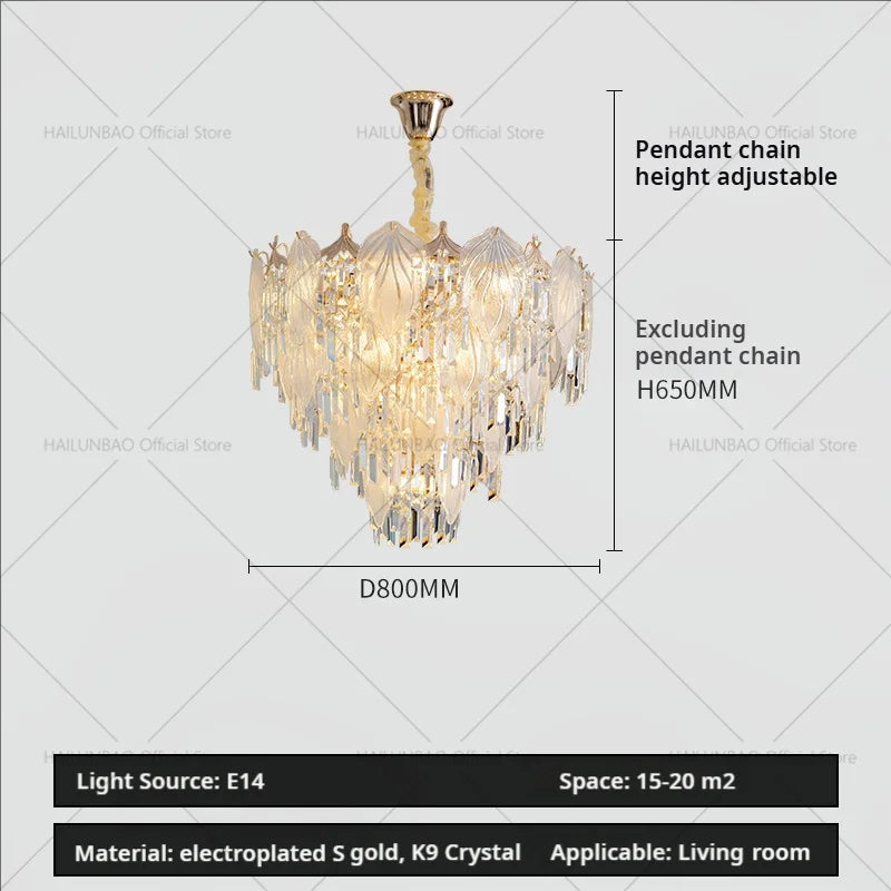 DecorBites™ French Crystal Chandelier Cream Wind Lighting Elegant Luxury Lights