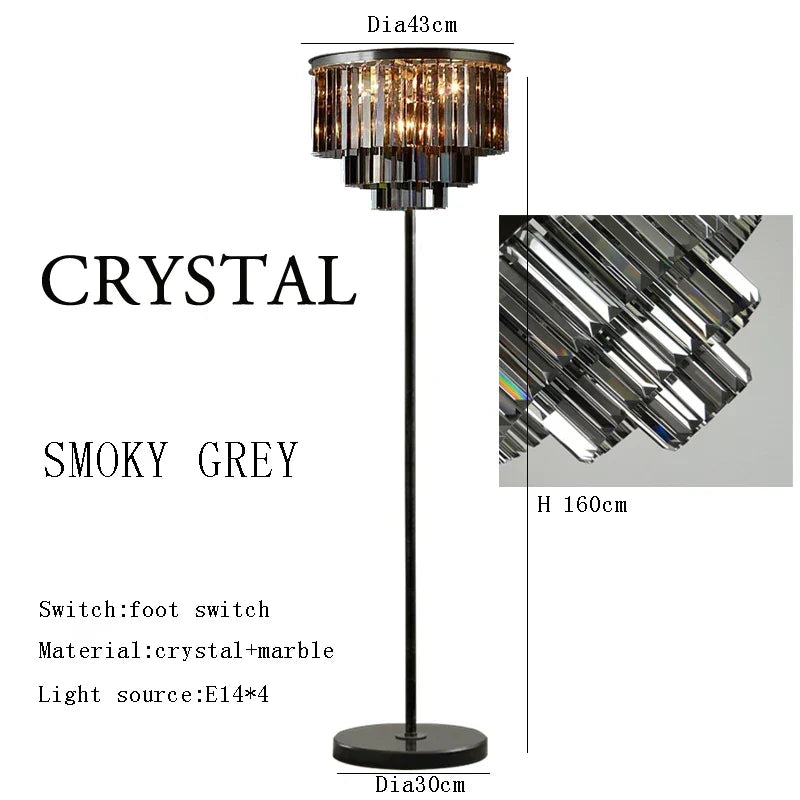 DecorBites™ Gray Crystal Black Standing Light - Modern Luxury Classic Living Room Decor