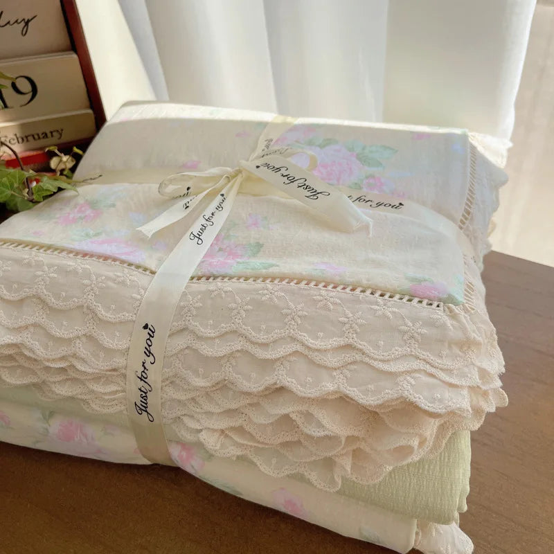 DecorBites™ Lace Romantic Comforter Set - Full Twin Double Size Bed Linens