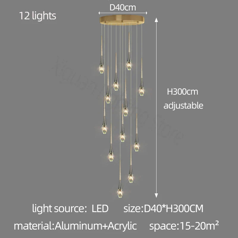 DecorBites™ Elegant Crystal Chandelier for Duplex Villa, Restaurant, and Living Room