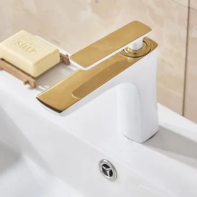 DecorBites™ Basin Faucet: Black/White Brass Mixer Tap, Bathroom Sink Water Crane, Hot & Cold.