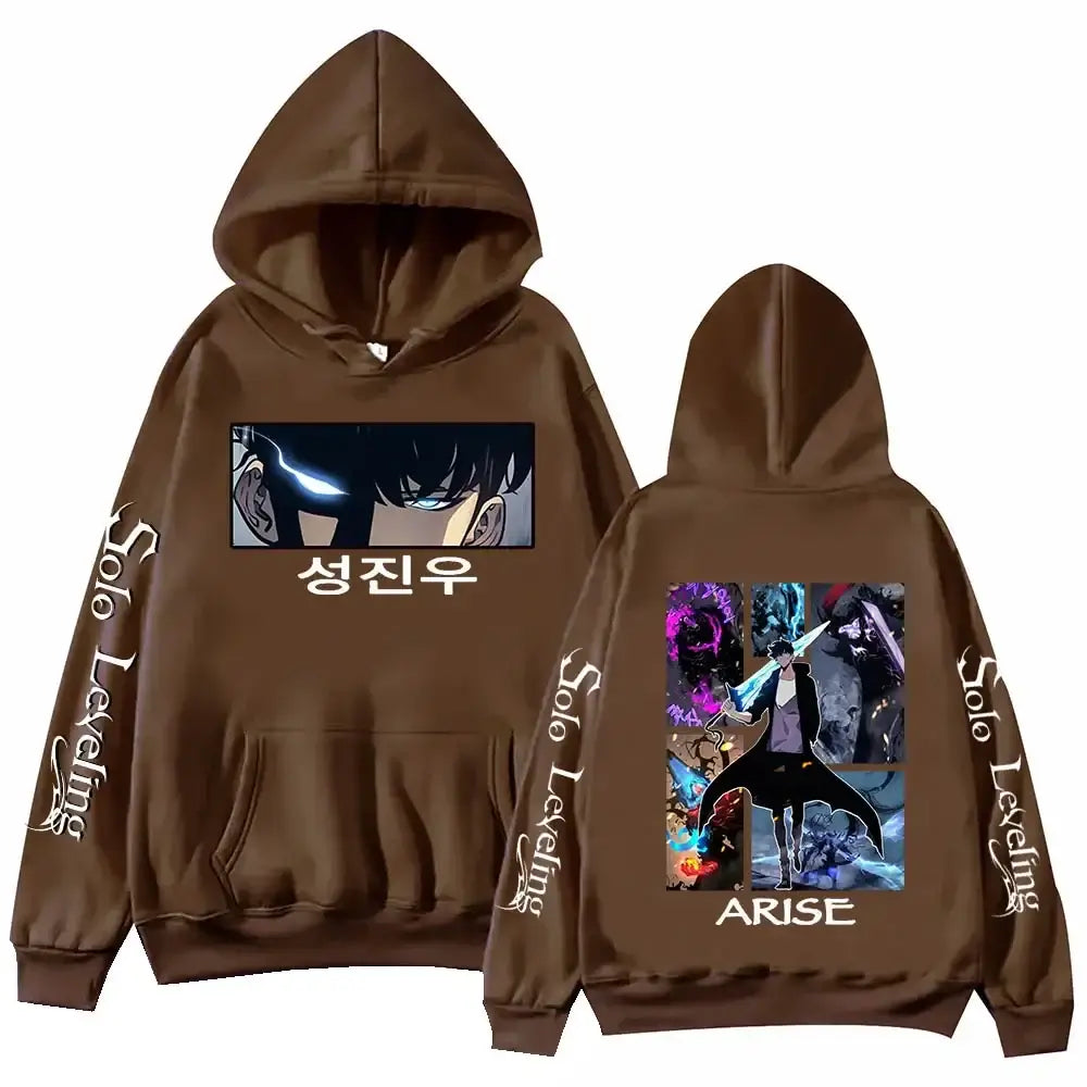 Solo Leveling Anime Hoodie – Harajuku Fleece Pullover