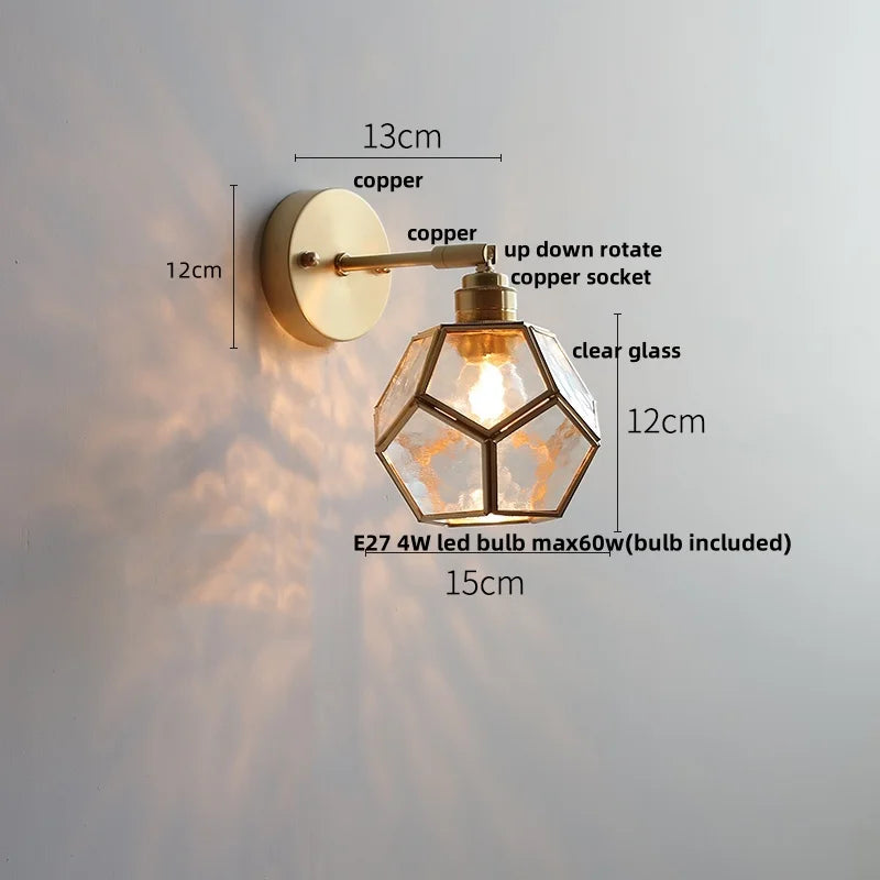 DecorBites™ Japanese Style LED Wall Light Clear Glass Pull Chain Switch Bedside Lamp