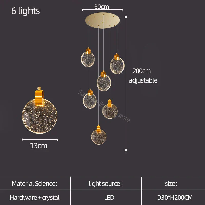 DecorBites™ Crystal LED Stair Slinglight for Nordic Living Room, Villa, and Restaurant