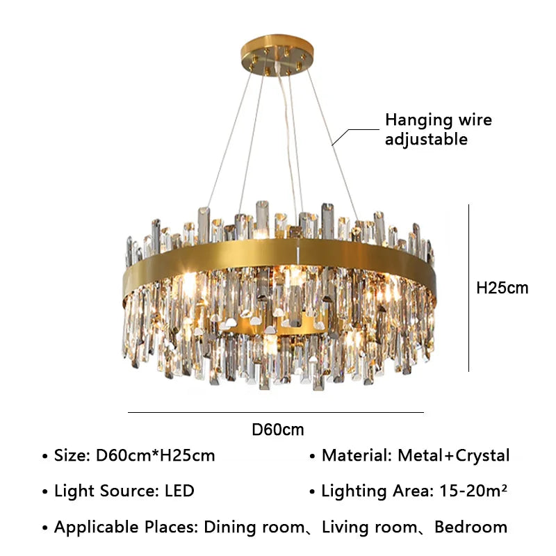 DecorBites™ Crystal LED Pendant Light Chandelier for Living Dining Bedroom Luxe Decor