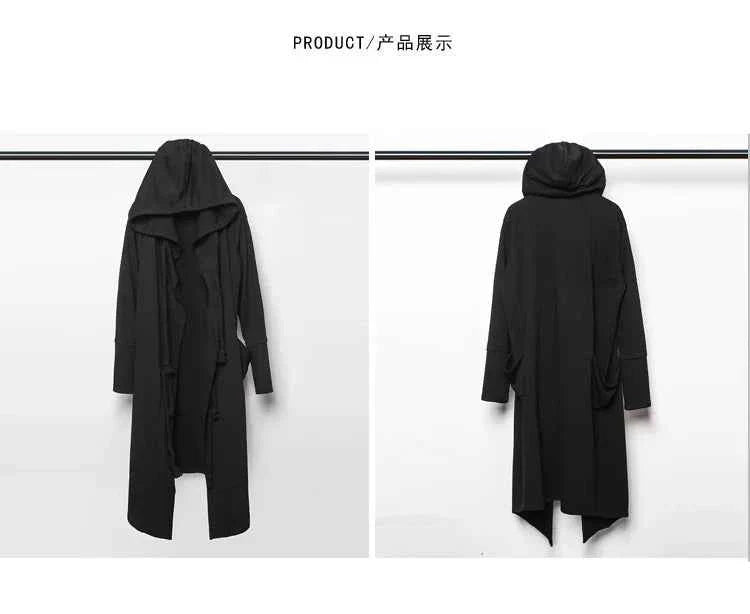 Men's Large Size Windbreaker Gothic Style Hoodie Long