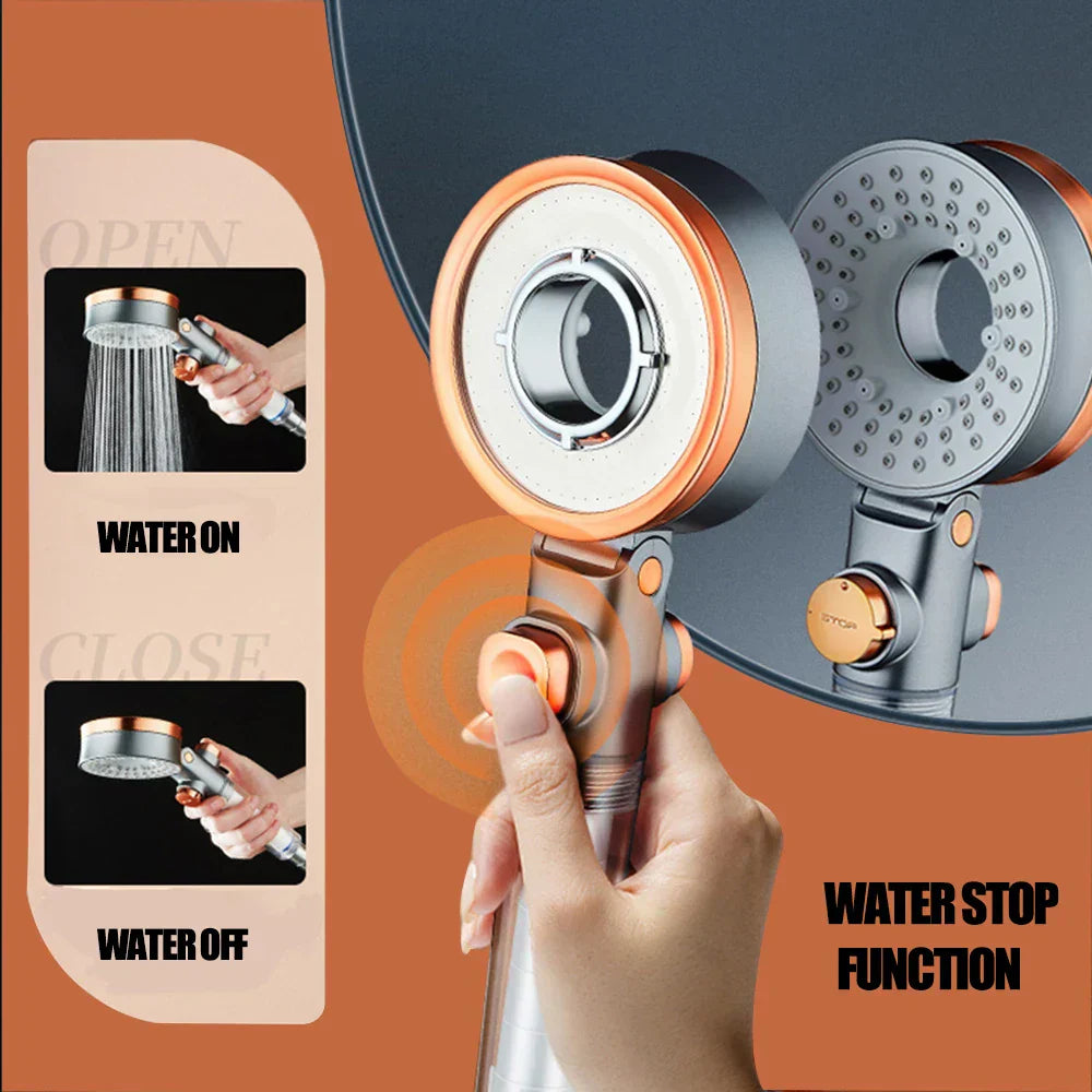 DecorBites™ Dual-Sided Shower Head with 3 Jets & Water-Saving Filtration
