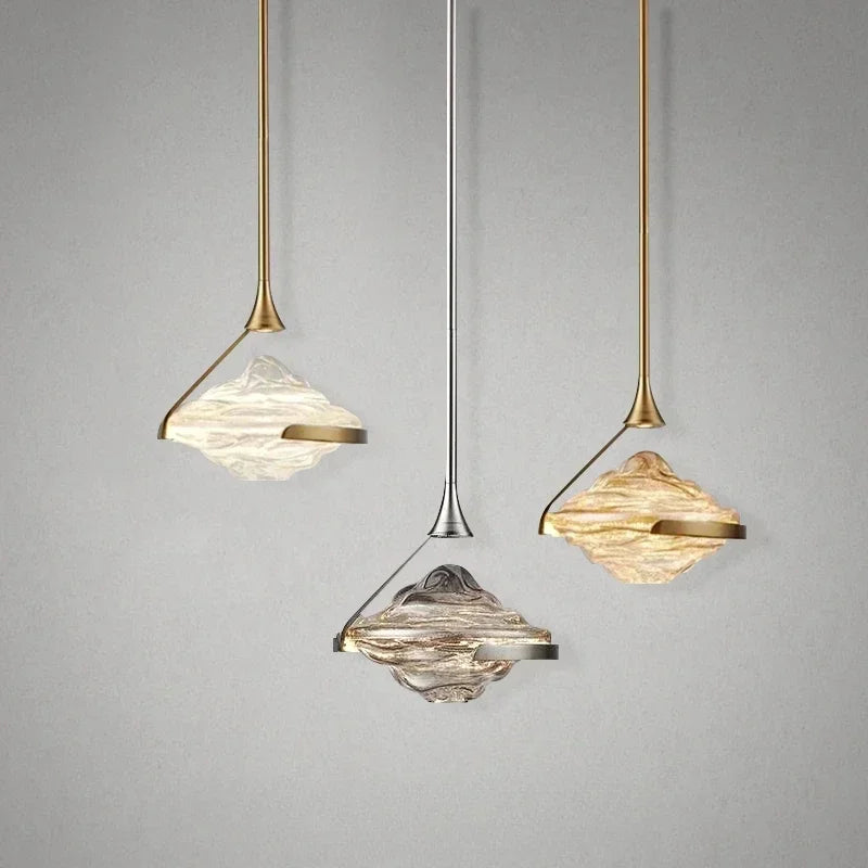 DecorBites™ Gold LED Pendant Lamp: Modern Luxury Style for Bedroom, Living Room, Dining Room