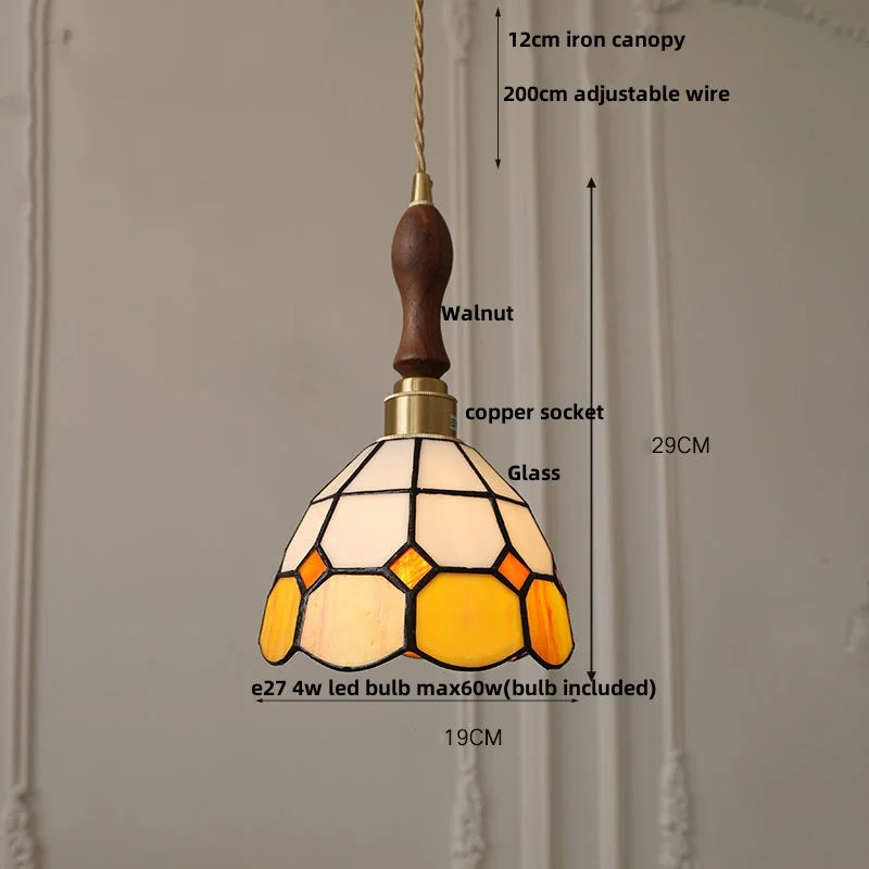 DecorBites™ Glass LED Pendant Lamp Tiffany Style Hand Stitch Dining Room Light