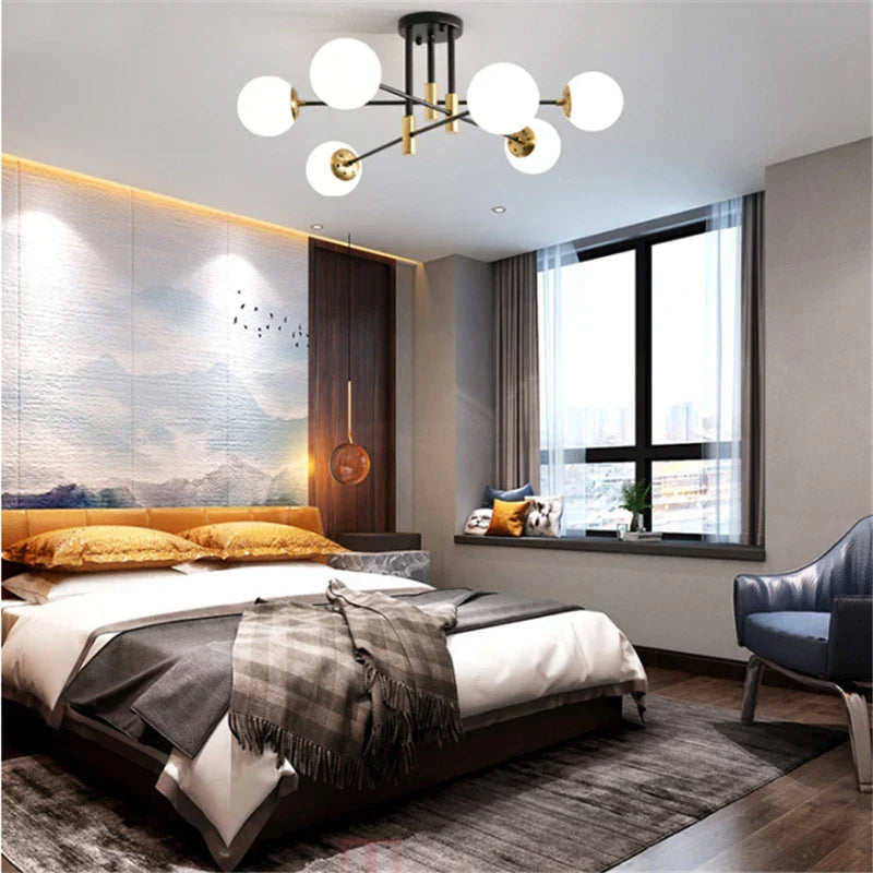 DecorBites™ Glass Ball LED Chandelier Ceiling Light for Living Room and Kitchen