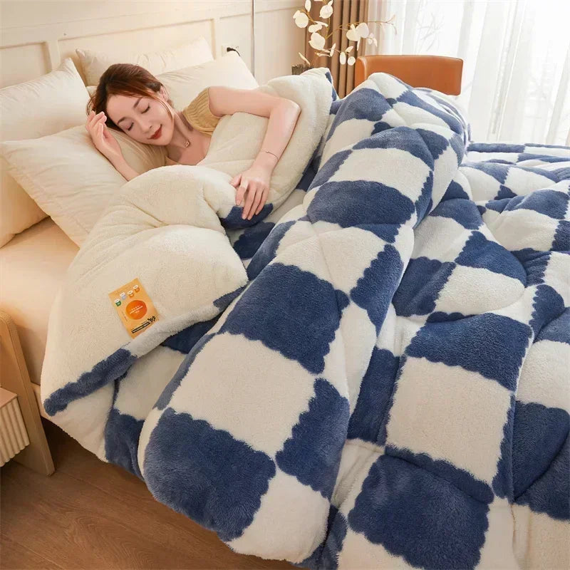 DecorBites™ Cozy Checkerboard Cashmere Weighted Blanket for Ultimate Winter Warmth