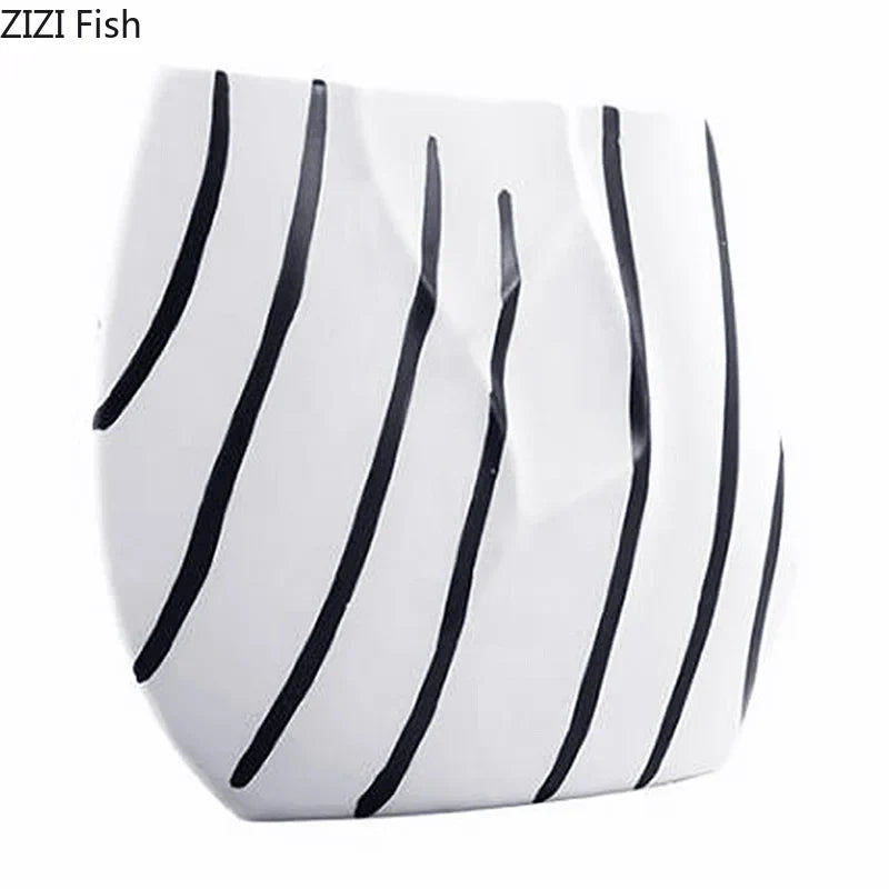 DecorBites™ Elegant Striped Ceramic Vase TV Cabinet Crafts Hydroponic Home Decor Gift