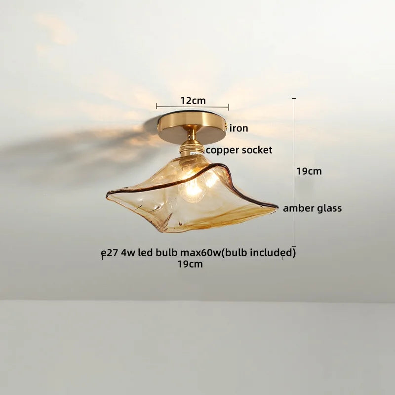 DecorBites™ Green Glass LED Ceiling Lamp for Home Living Room and Hallway Lighting