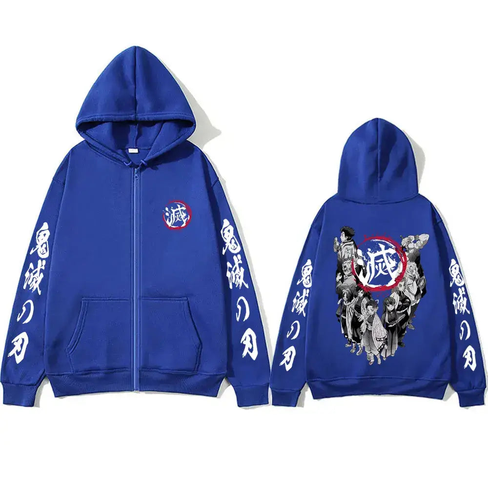 Demon Slayer Hashira Hoodie Vintage Zip Up Jacket