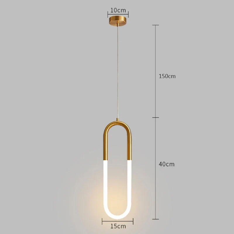 DecorBites™ Gold Ring Pendant Lights Warm White LED U Shape Hanging Lamp