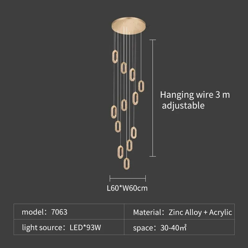 DecorBites™ Crystal Rings Chandelier: Staircase Luxury LED Lighting Fixture