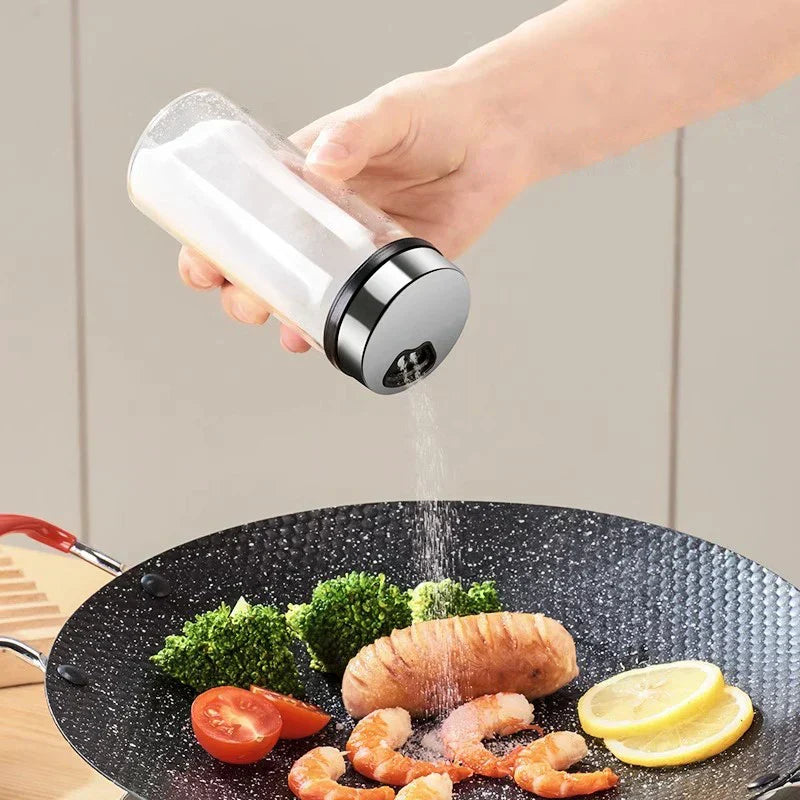 DecorBites™ Glass Seasoning Jar Set - Kitchen Accessory with Rotating Lid - 200ML/500ML