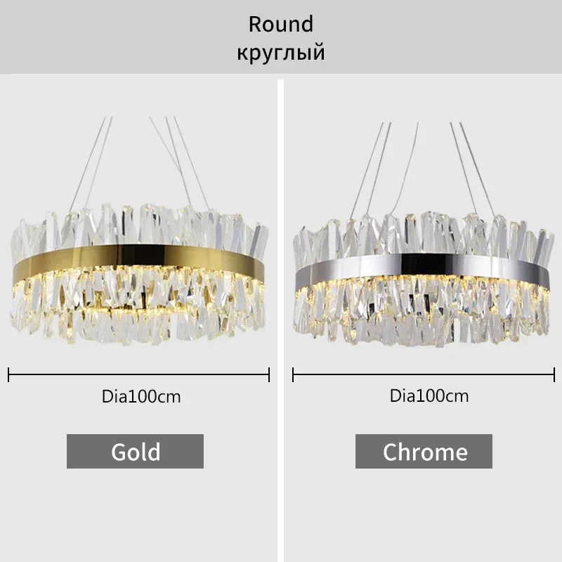 DecorBites™ Crystal LED Chrome Pendant Chandelier for Kitchen Dining Living Room