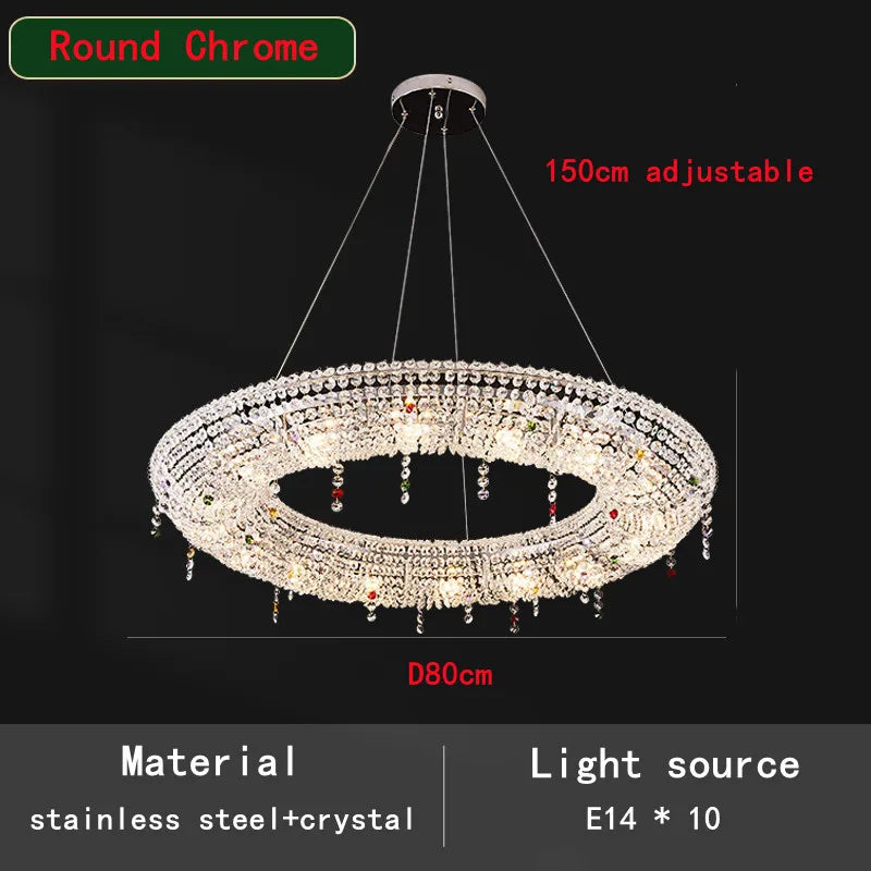 DecorBites™ Crystal Oval Chandelier with LED Lights for Modern Luxury Living Spaces