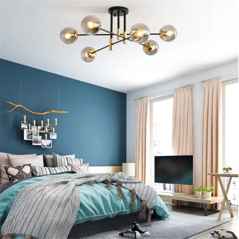DecorBites™ Glass Ball LED Chandelier Ceiling Light for Living Room and Kitchen