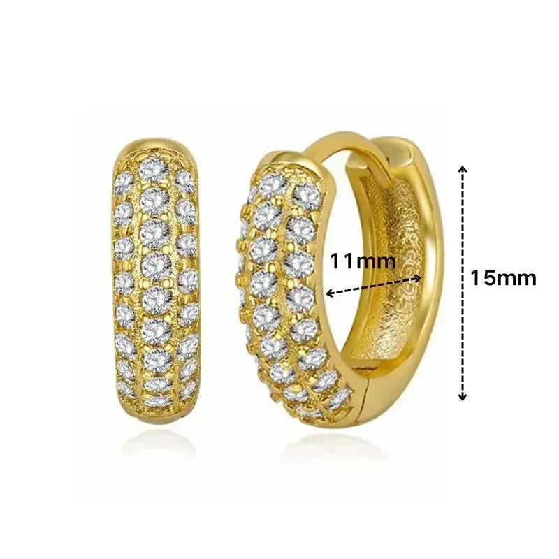 Luxury white crystal zircon earrings 925 sterling silver ear needles Hoop gold earrings For women Fashion Luxury Wedding Jewelry