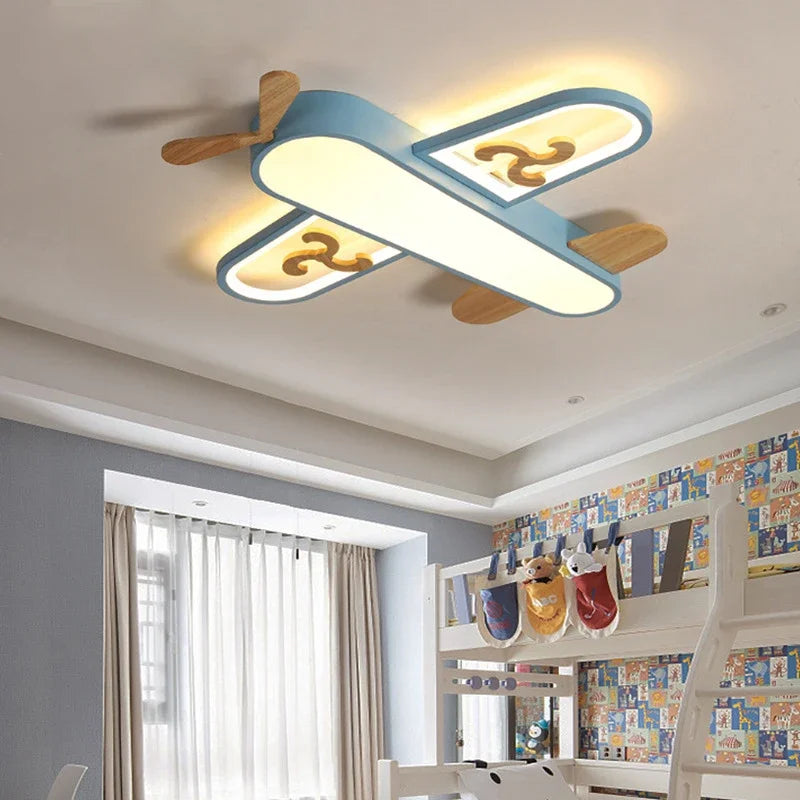 DecorBites™ Kids LED Wood Ceiling Light in Yellow & Blue - Minimalist Design