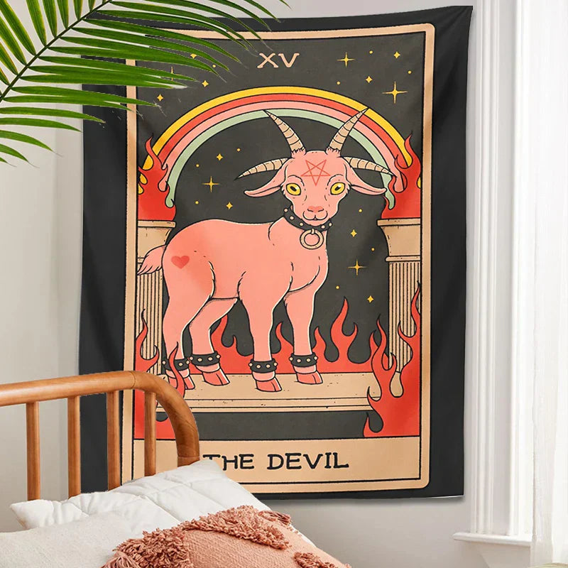 DecorBites™ Devil Tarot Goat Wall Hanging Tapestry - Home Decor Hippie Dorm Room