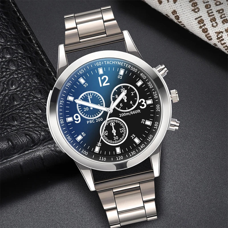 Men's Business Quartz Watch with Stainless Steel Band & Bracelet – 40mm Case (Single or 2-Pack)